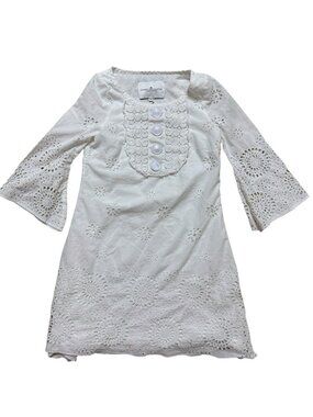 Designers Remix White Eyelet Dress Size 34 XS Cotton Embroidered